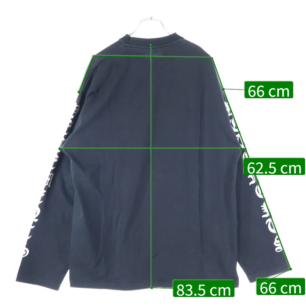 VETEMENTS(ヴェトモン) 20AW Gothic Font Longsleeve Tee UAH21TR526 ゴシックフォントロングスリーブ長袖Tシャツ 長袖カットソー ブラック