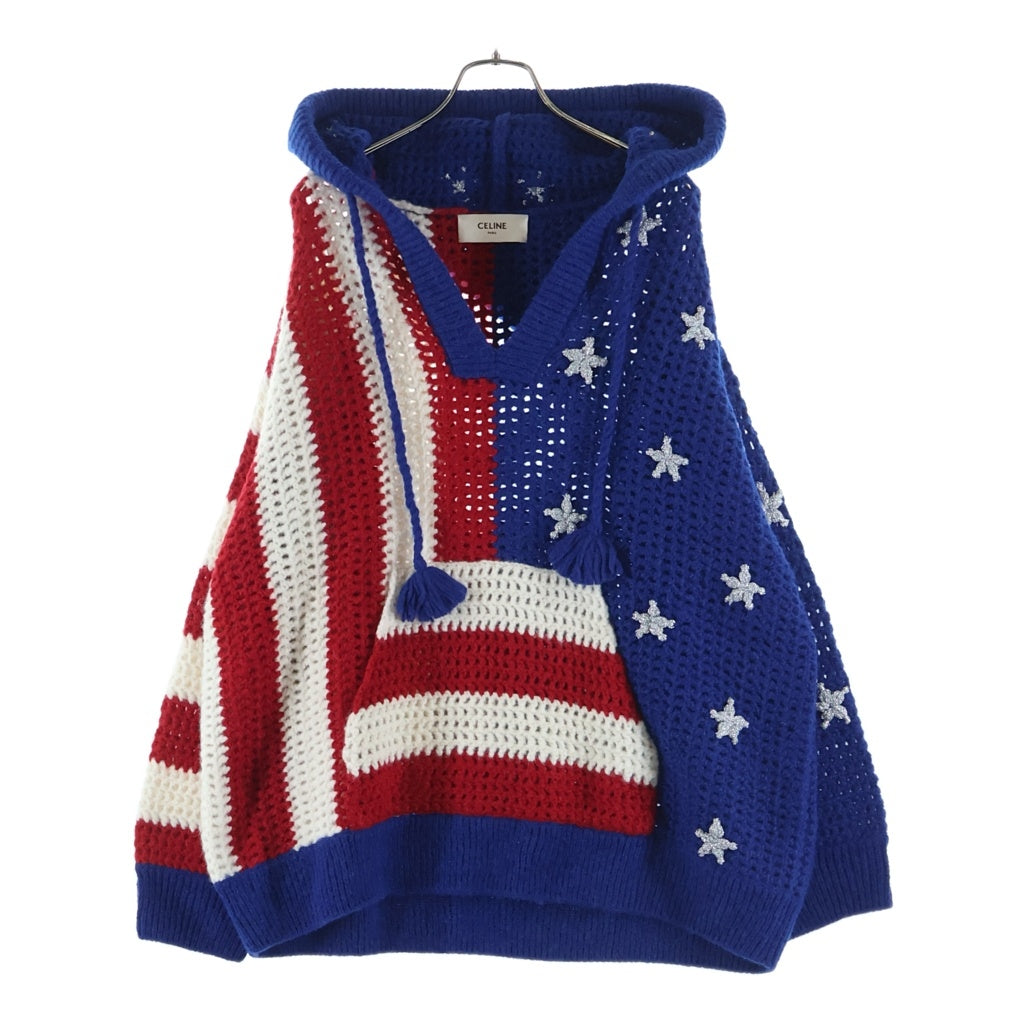 CELINE(セリーヌ) WOOL HOODIE ウール 星条旗 フーデット ニット セーター マルチ 2AF44973T