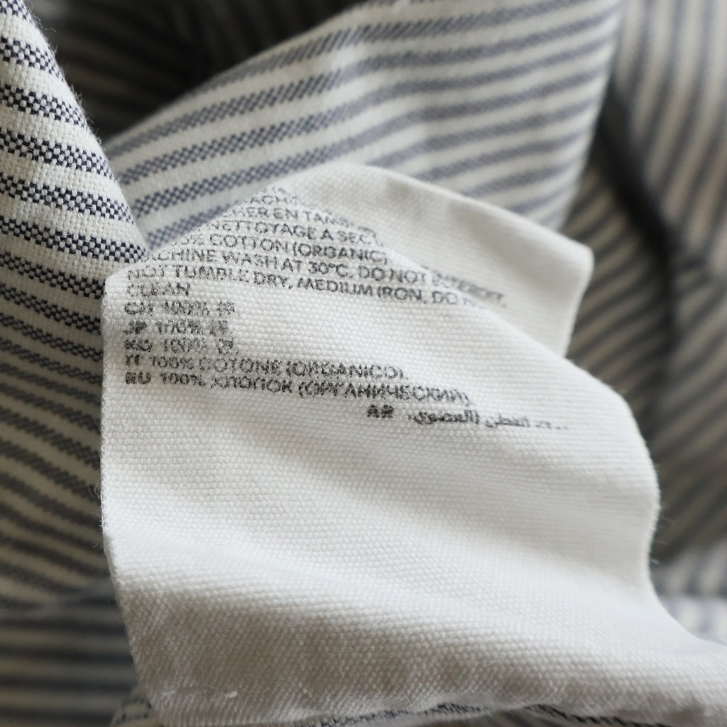 AMI Alexandre Mattiussi(アミアレクサンドルマテュッシ) L/S Shirt ハートロゴ刺繍 ストライプ長袖シャツ グレー BFHSH113.471