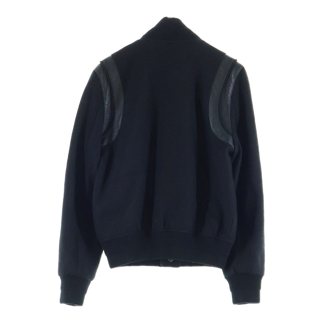 SAINT LAURENT PARIS(サンローランパリ) 22AW TEDDY JACKET テディジャケット レザートリムウールスタジアムジャンパー ブルゾン ブラック 376283 Y197Q レディース