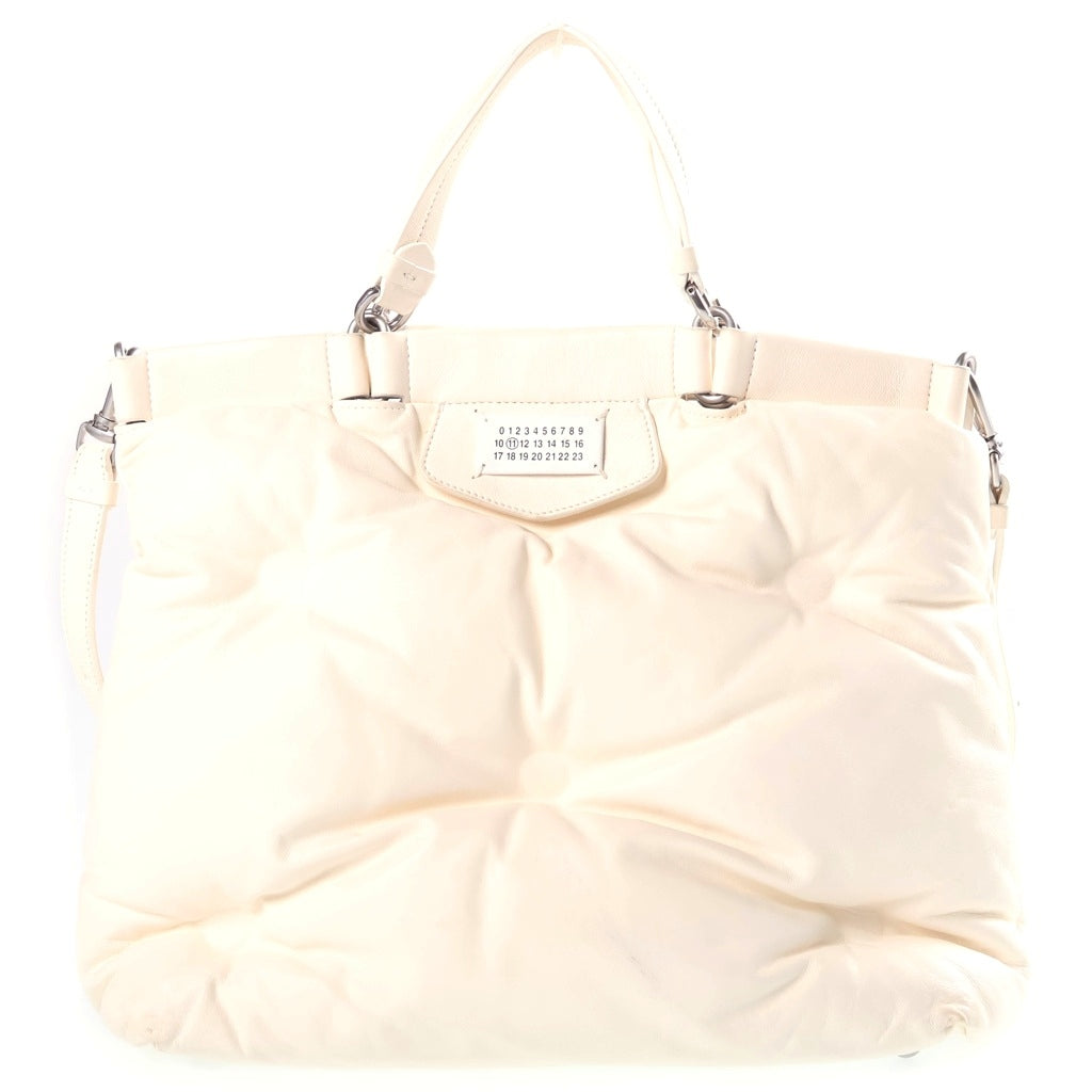 Maison Margiela(メゾンマルジェラ) グラムスラム 2WAYハンドバッグ ショルダーバッグ ホワイト レザー シルバー金具 レディース