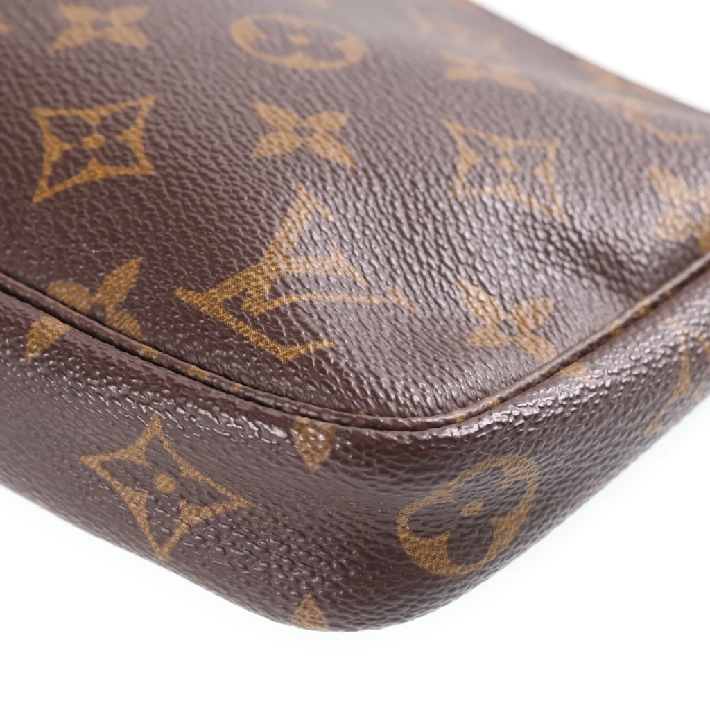 LOUIS VUITTON(ルイヴィトン) モノグラム ポシェットアクセソワール ハンドバッグ ポーチ ケース ブラウン レザー×PVC M51980 ゴールド金具 レディース