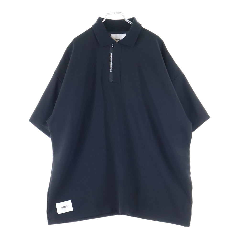 WTAPS(ダブルタップス) 23SS PARALLEL SS POLY パラレル ポリエステル ハーフジップ 半袖ポロシャツ ブラック 231ATDT-CSM35
