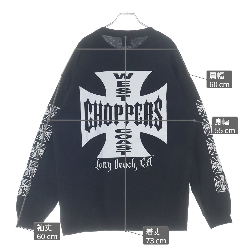 VINTAGE(ヴィンテージ) 00s WEST COAST CHOPPERS IRON CROSS ウェストコーストチョッパーズ アイロンクロス 両面プリント クルーネック長袖Tシャツカットソー ブラック