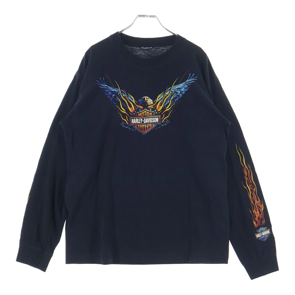 VINTAGE(ヴィンテージ) 00S Harley-Davidson ハーレーダビッドソン フレイムロゴ 長袖Tシャツ ロンT ブラック