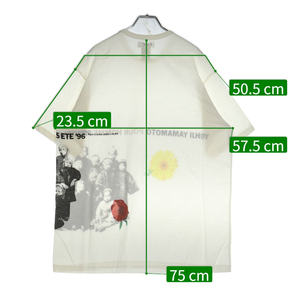 Yohji Yamamoto POUR HOMME(ヨウジヤマモト プールオム) 96SS 花と少年期 フォトプリント クルーネック 半袖Tシャツカットソー ホワイト HF-T81-025