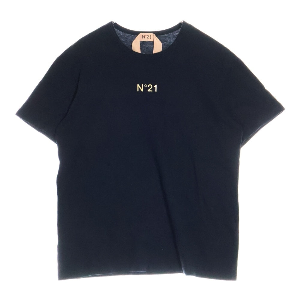 N21 numero ventuno(ヌメロ ヴェントゥーノ) FRONT LOGO PRINT フロント ロゴ プリント クルーネック 半袖Tシャツ カットソー ブラック レディース 19SW-F022-4157