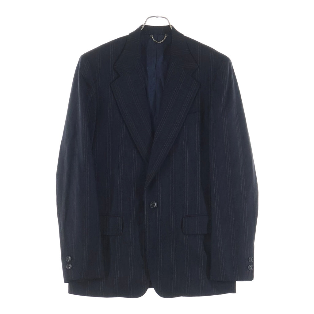 LOUIS VUITTON(ルイヴィトン) 06AW セットアップスーツ ストライプ総柄 ウール 1Bテーラードジャケット スラックスパンツ ネイビー RM062 MJJA50WRB