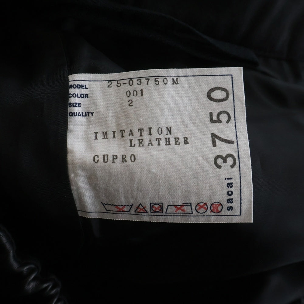 Sacai(サカイ) 25AW Faux Leather Pants 25-03750M サイドポケット レザー パンツ ブラック