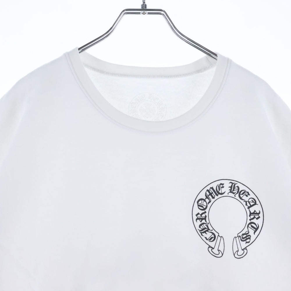 CHROME HEARTS(クロムハーツ) Horseshoe Crewneck Sweatshirt ホースシュープリント 袖フローラル クルーネックスウェットトレーナー ホワイト