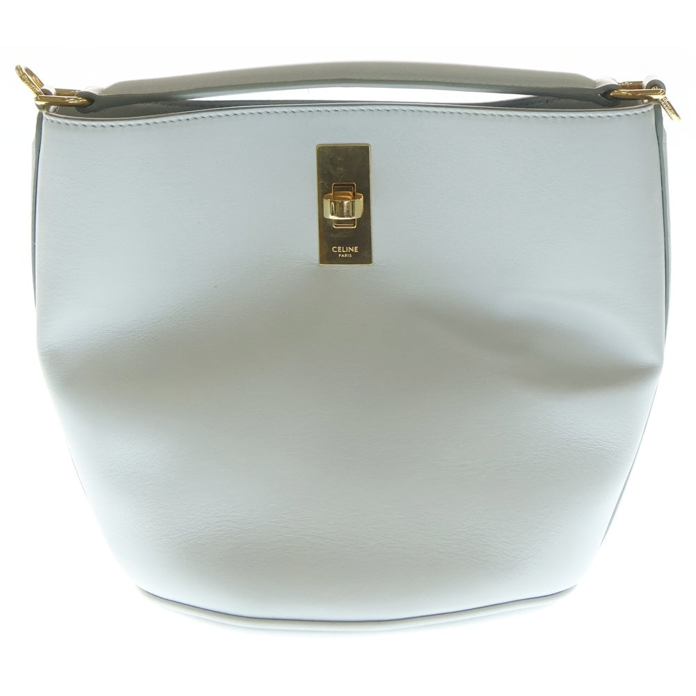 CELINE(セリーヌ) ティーン バケット16 2WAYバッグ ハンドバッグ ショルダーバッグ ライトブルー レザー ゴールド金具 レディース