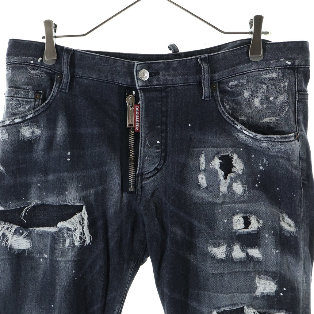 DSQUARED2(ディースクエアード) 21AW SKATER JEAN ダメージ加工 スキニージーンズ デニムパンツ ブラック S74LB0997