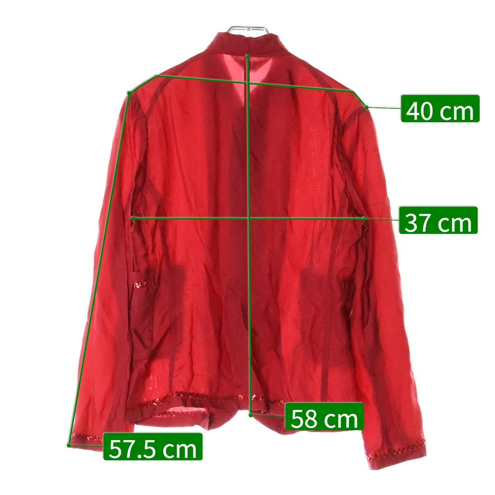 robe de chambre COMME des GARCONS(ローブドシャンブル コムデギャルソン) 01AW ラメレース フロントポケット 長袖シャツ レッド レディース RC-J028 AD2001