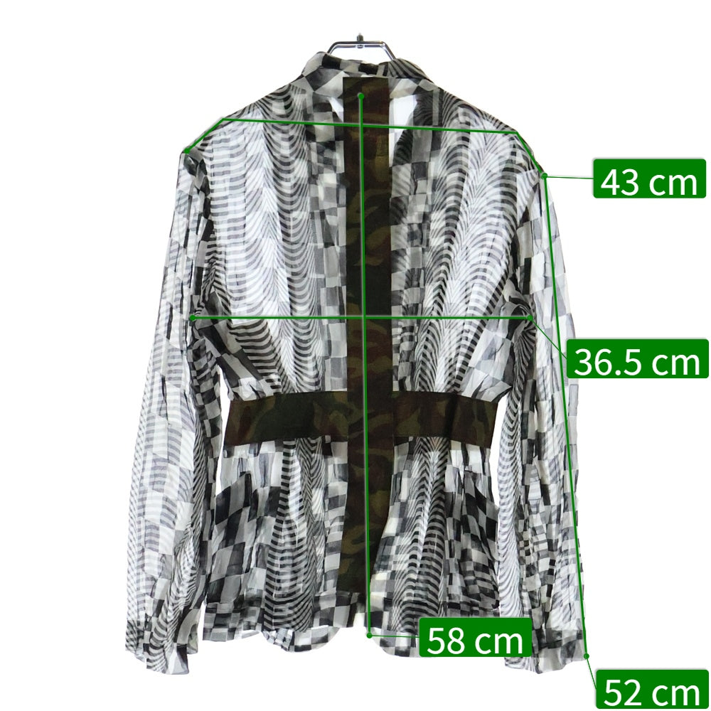 COMME des GARCONS(コムデギャルソン) 01SS 幾何学柄 カモフラテープデザイン 長袖シャツ ブラック/ホワイト レディース GJ 10044S AD2000