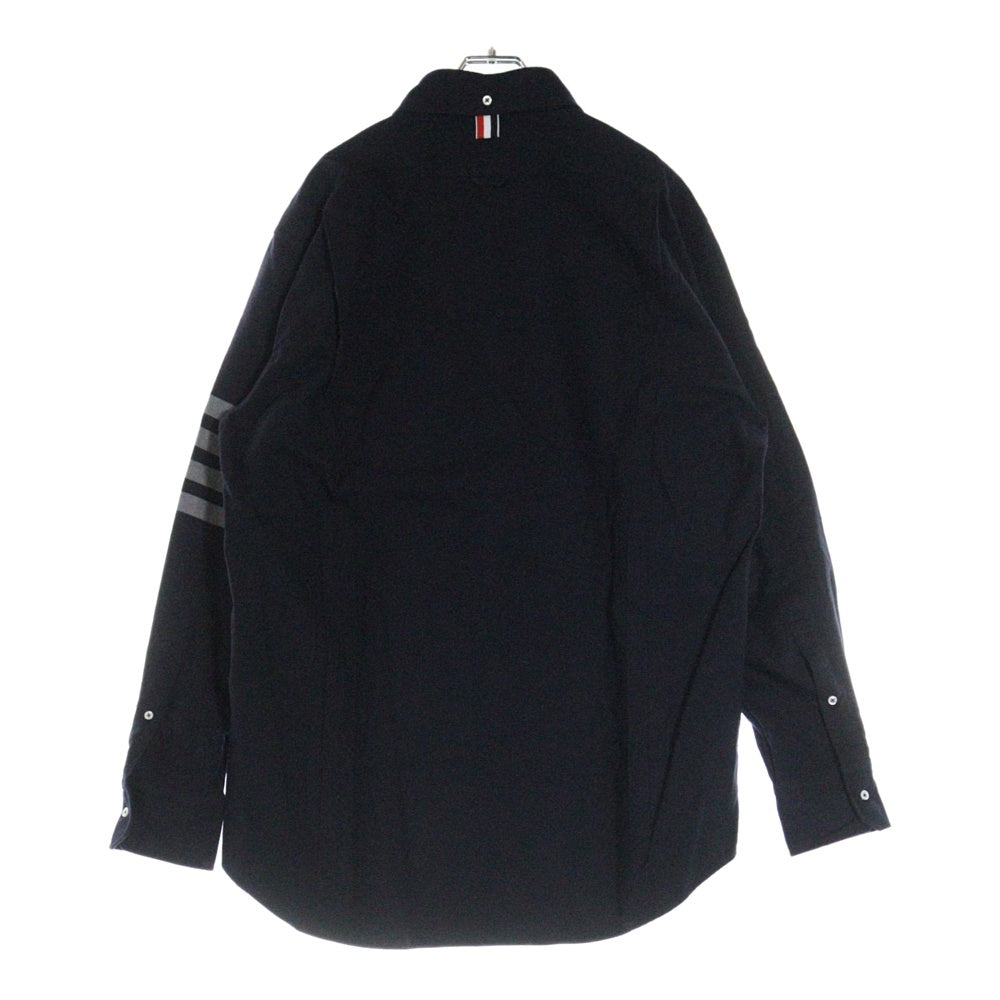 THOM BROWNE(トムブラウン) 25SS FLANNEL 4BAR SHIRT フランネル 4バー コットン ボタンダウン 長袖シャツ ネイビー MWL272A-05245-415