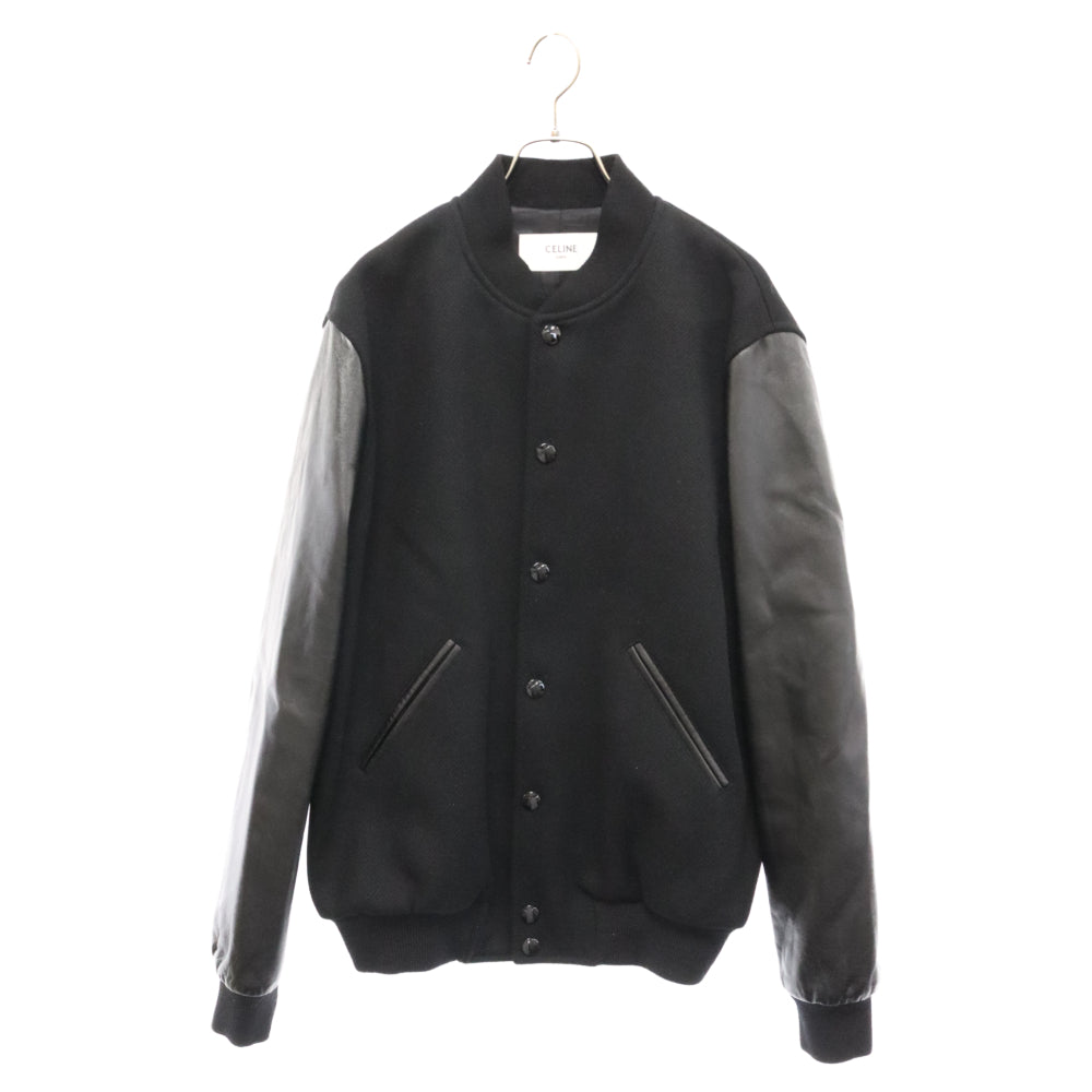 CELINE(セリーヌ) BOY DOLL TEDDY JACKET 2V09M896C ボーイドール スタッズ レザー切替 テディジャケット ブラック ウール