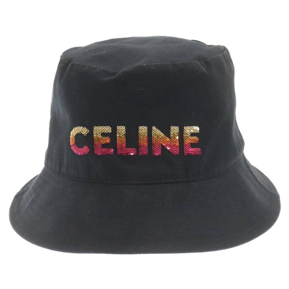 CELINE(セリーヌ) 22AW Embroidered Bucket Hat Cotton Gabardine スパンコール エンブロイダリー グラデーションシークイン バケットハット 帽子 ブラック 2AUO1968P