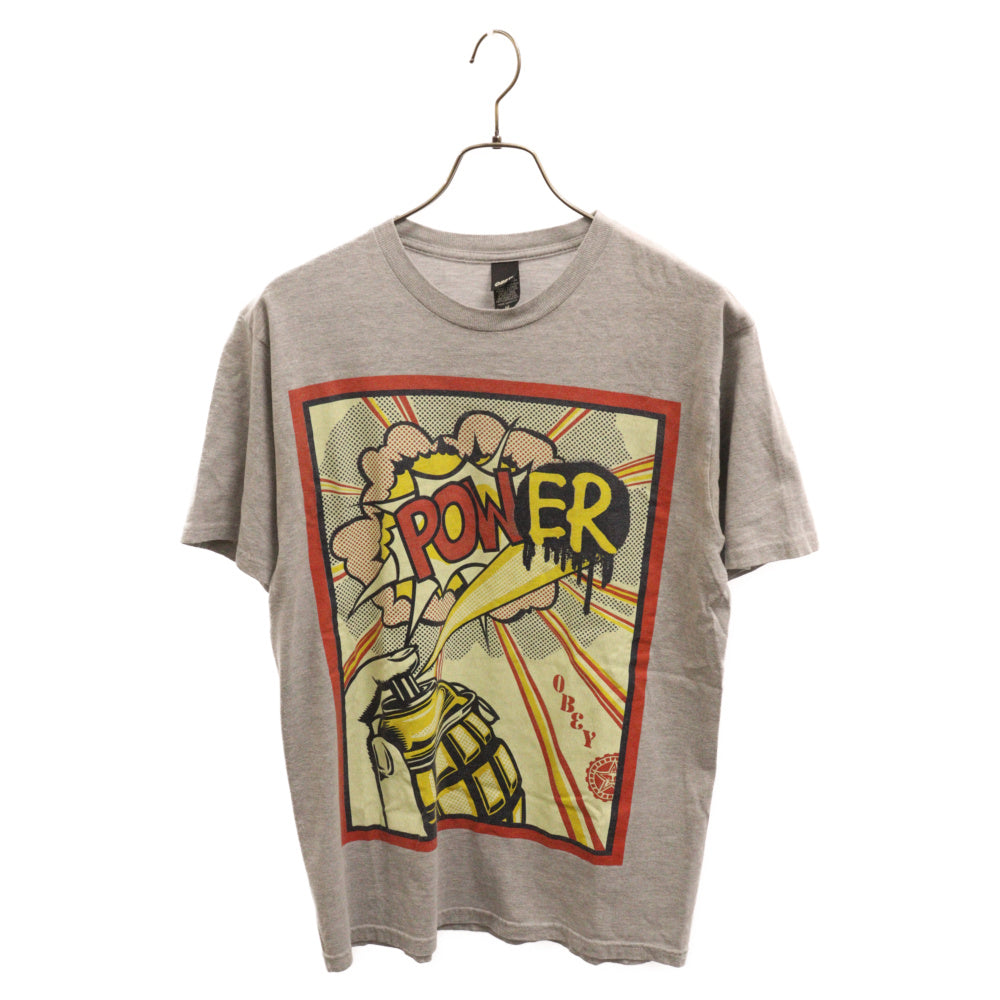 OBEY(オベイ) 90s VINTAGE OLD POWER オールド パワープリント半袖Tシャツ グレー