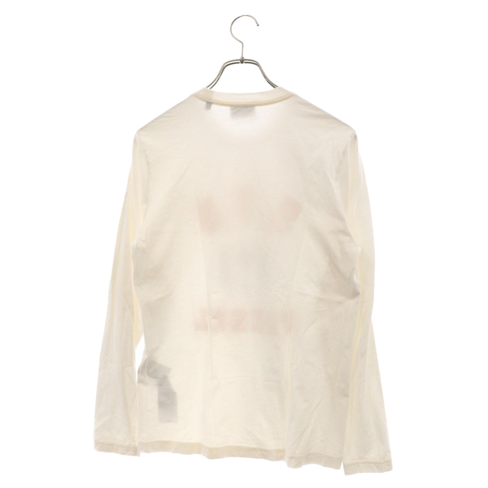 DIESEL(ディーゼル) 978フロントロゴプリント クルーネック長袖Tシャツ ホワイト/オレンジ A08006