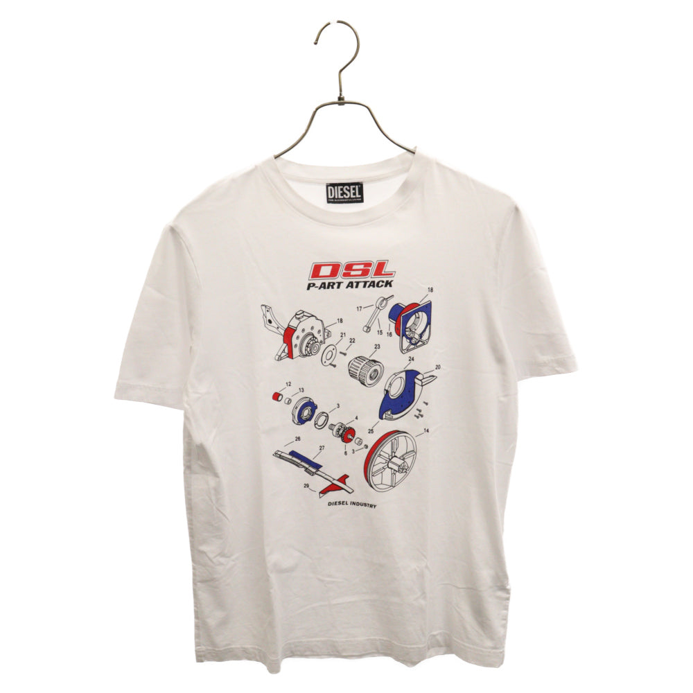 DIESEL(ディーゼル) DSL フロントロゴプリント クルーネック半袖Tシャツ ホワイト A02797