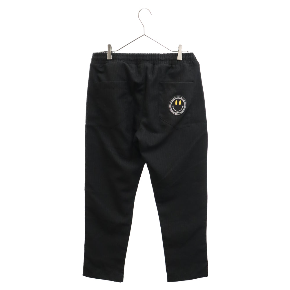 RHUDE(ルード) スマイルワッペン ドローコードストライプイージーパンツ ブラック