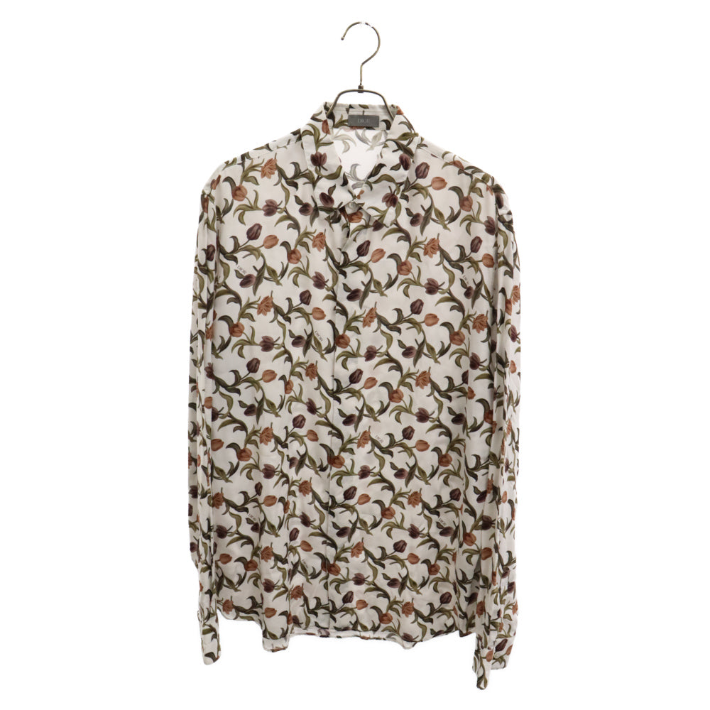 DIOR(ディオール) 21SS フラワープリント 総柄 レーヨン 長袖シャツ ホワイト 013C501A5134