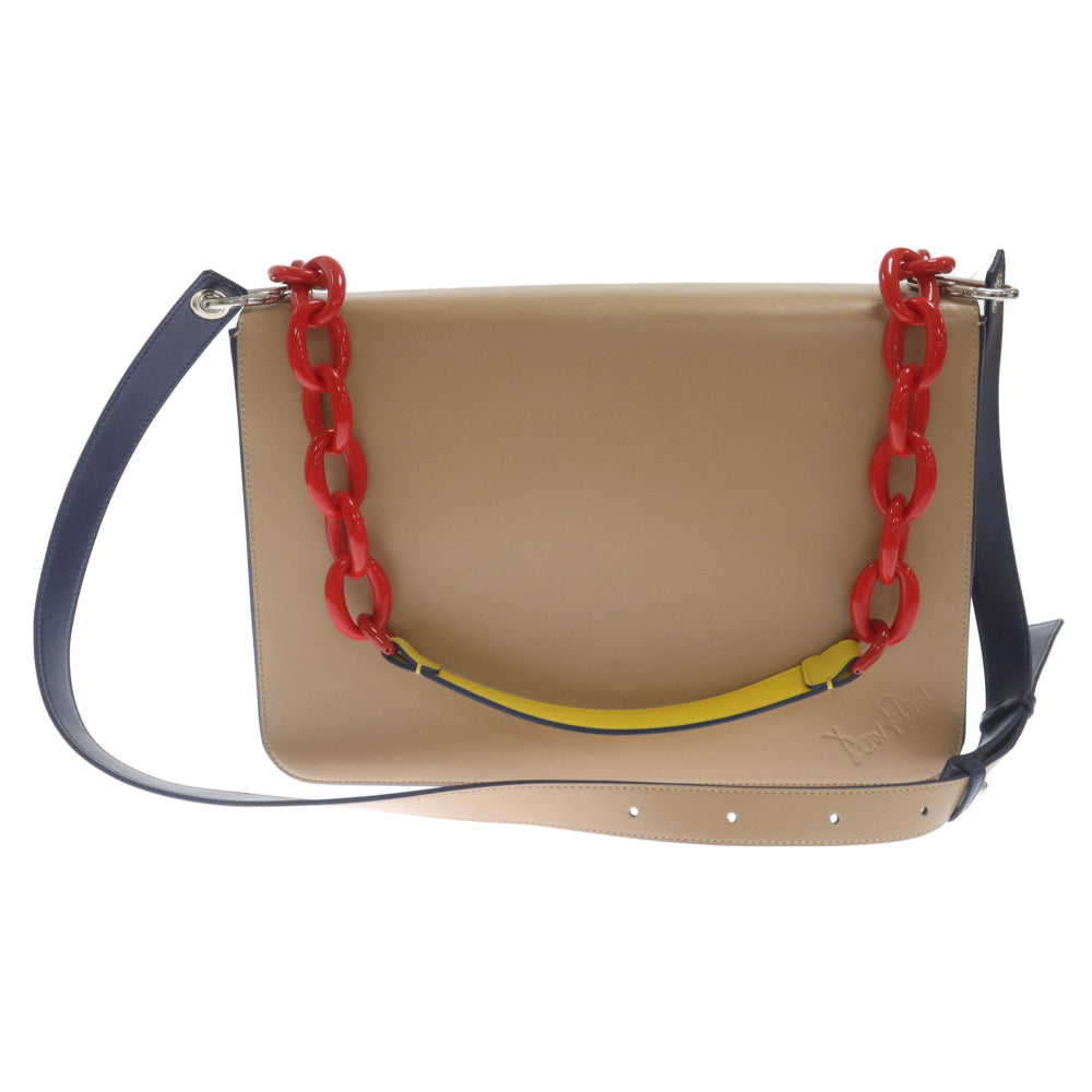 DSQUARED2(ディースクエアード) KEY BAG キーリング レザー ショルダーバッグ ベージュ/レッド/ネイビー