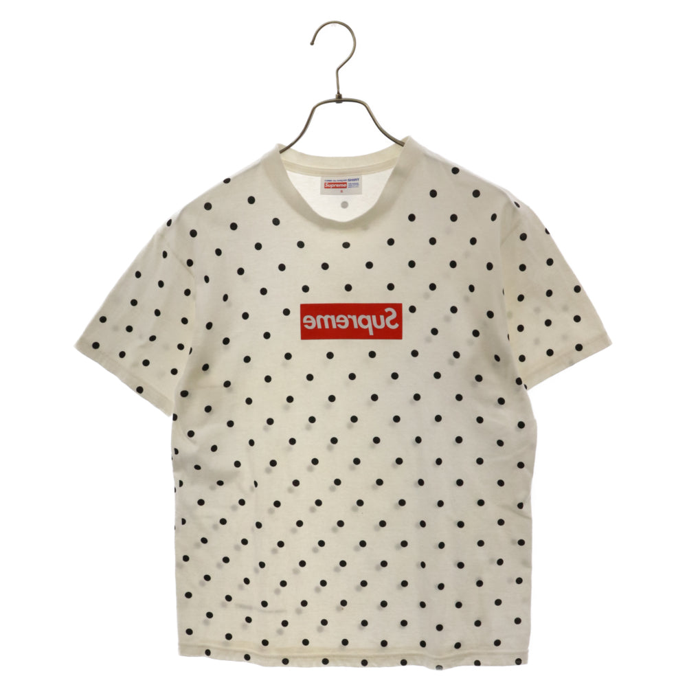 SUPREME(シュプリーム) 12SS × COMME des GARCONS SHIRT Box Logo Tee × コムデギャルソンコラボ ドットミラーボックスロゴ クルーネック半袖Tシャツ カットソー ホワイト