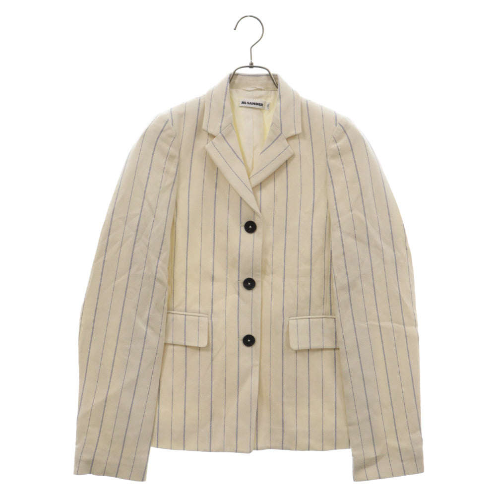 JIL SANDER(ジルサンダー) ストライプビスコース3Bテーラードジャケット JSWM195124 アイボリー/ブルー レディース