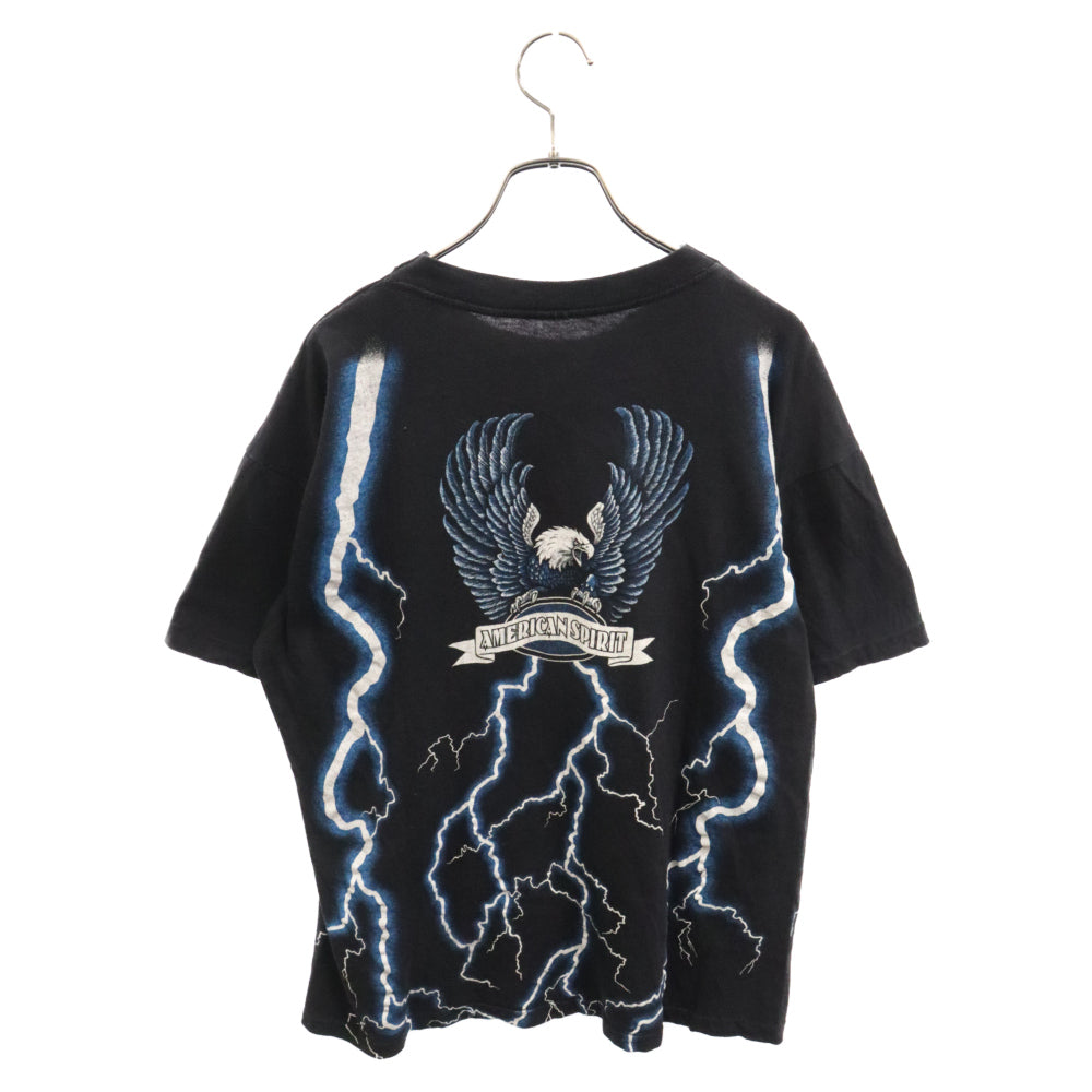 VINTAGE(ヴィンテージ) 90s VINTAGE AMERICAN THUNDER アメリカンサンダー ウルフ&バイカープリント半袖Tシャツ ブラック
