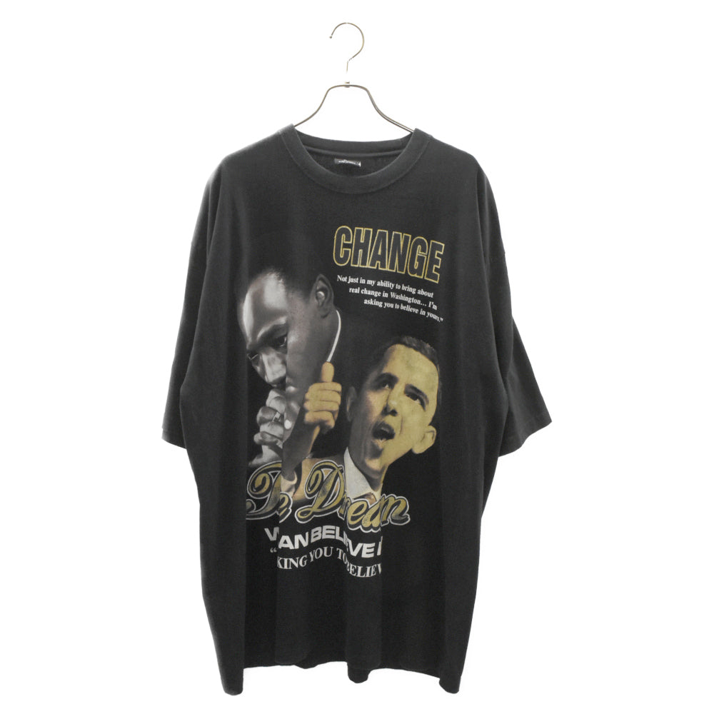 VINTAGE(ヴィンテージ) 00s VINTAGE BARACK OBAMA & Martin Luther King CHANGE オバマ キング牧師 オーバーサイズプリント半袖Tシャツ ブラック