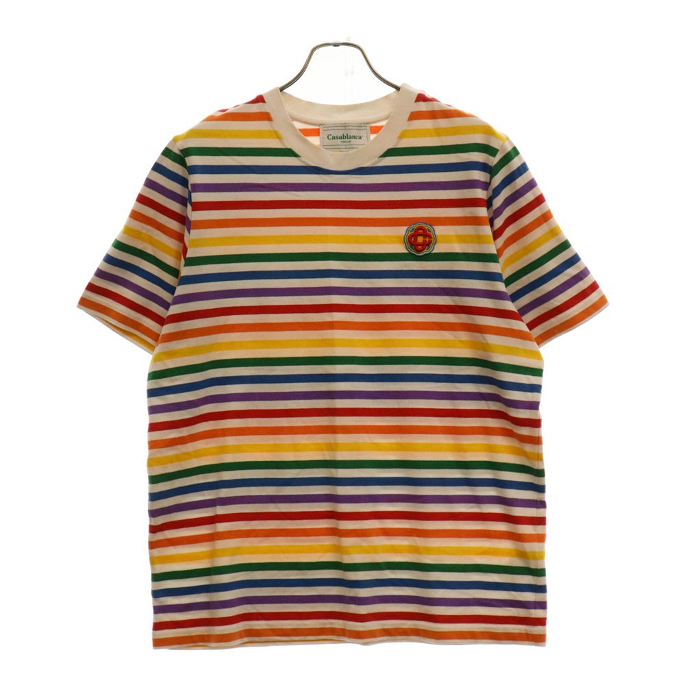 CASABLANCA(カサブランカ) 23SS Rainbow Stripe Tee MS23-JTS-001-07 レインボー ストライプボーダー半袖Tシャツ マルチカラー
