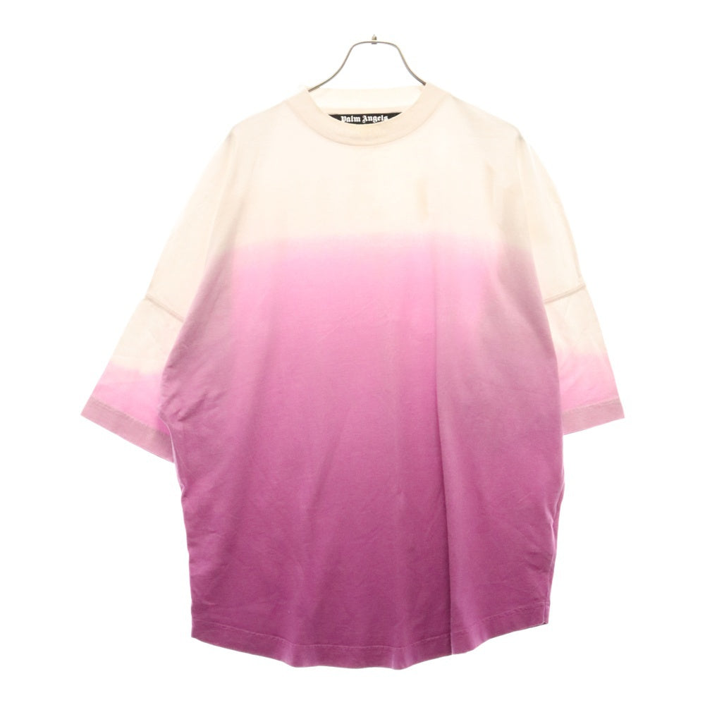 Palm Angels(パームエンジェルス) 23SSGRADIENT OVERLOGO T-SHIRT グラデーション バックロゴプリント オーバーサイズ 半袖Tシャツ PMAA002S23JER001 ホワイト/パープル