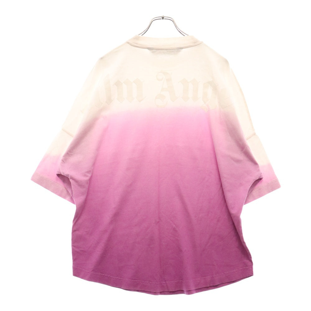 Palm Angels(パームエンジェルス) 23SSGRADIENT OVERLOGO T-SHIRT グラデーション バックロゴプリント オーバーサイズ 半袖Tシャツ PMAA002S23JER001 ホワイト/パープル