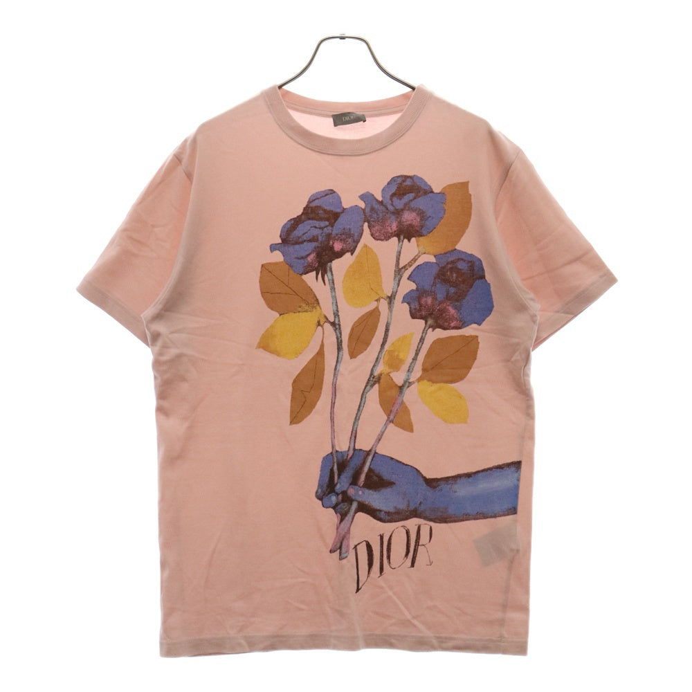 DIOR(ディオール) 20SS ×Alex Foxton Rose Compact Cotton Tee ×アレックス・フォクストン ローズ プリント半袖Tシャツ カットソー 943J605B0554 ピンク