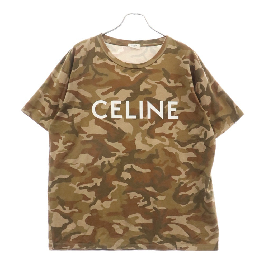 CELINE(セリーヌ) 22SS Loose Logo T-Shirt Duck ダックカモ柄 ルーズロゴプリント半袖Tシャツ 2X681246Q ブラウン