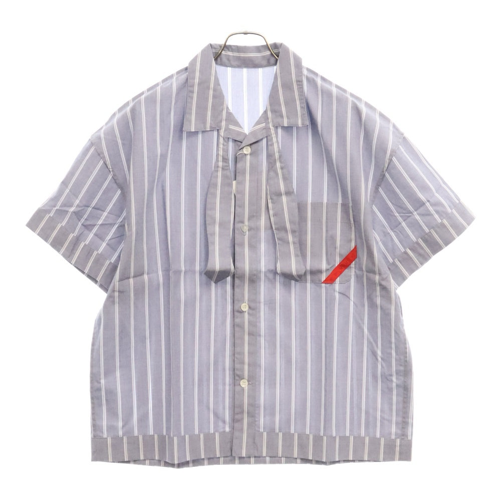 PHINGERIN(フィンガリン) 胸ポケット ストライプ 半袖シャツ ブルー PD-232-FALST-BAGGAGE
