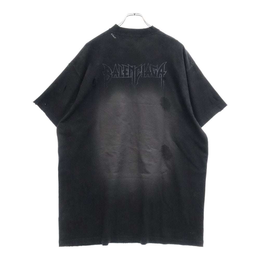 BALENCIAGA(バレンシアガ) 23SS PARIS MOON パリスムーン ユーズド加工 オーバーサイズ 半袖Tシャツ 739028 TOVE4