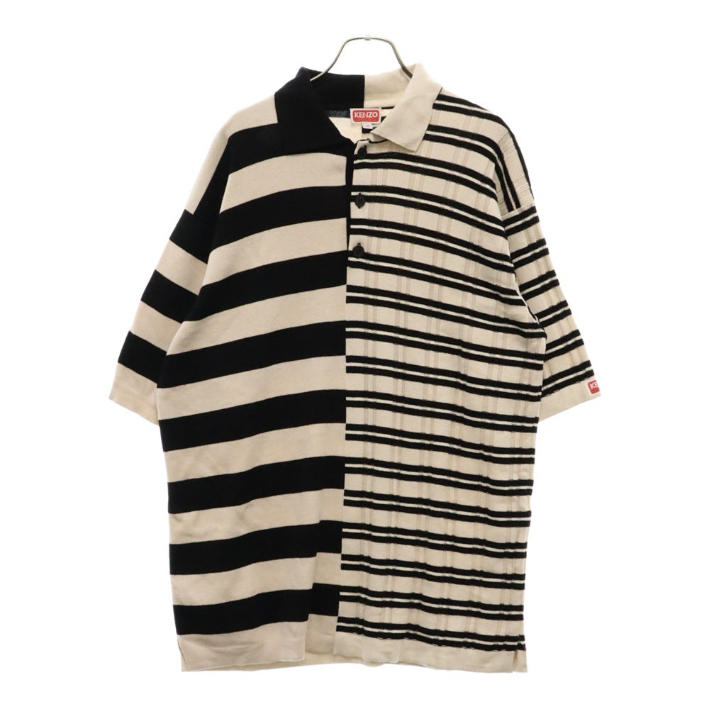 KENZO(ケンゾー) 22AW ストライププルオーバー半袖シャツ FC65PU3253CK ブラック/ホワイト
