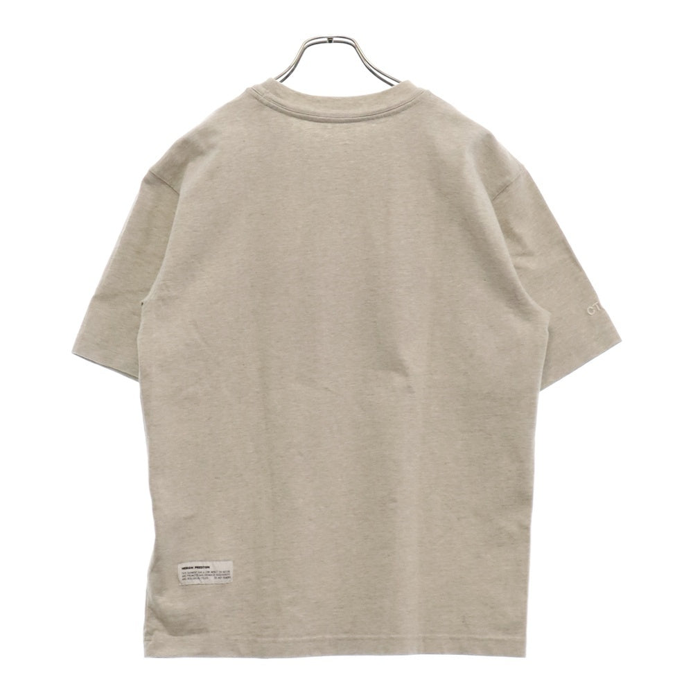 HERON PRESTON(ヘロンプレストン) ロゴ刺繍 プリントクルーネック半袖Tシャツ HMAA019R21JER001 グレー