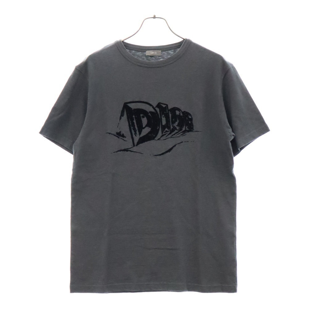 DIOR(ディオール) 23AW スラブコットンジャージー ロゴ クルーネック カットソー 半袖Tシャツ ダークネイビー 393J696A0849