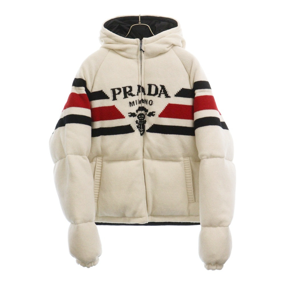 PRADA(プラダ) ウールカシミヤ混紡 ロゴジャガードダウンジャケット ホワイト SGC017 S212 10PA