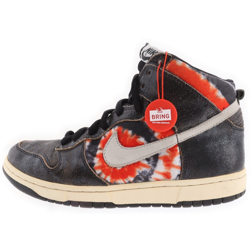 NIKE(ナイキ) 【観賞用 2004年製】×HUF DUNK HIGH PRO SB TIE-DYE 305050-102 ハフ ダンク ハイ プロ ハイカットスニーカー ブラック/オレンジ US9/27cm