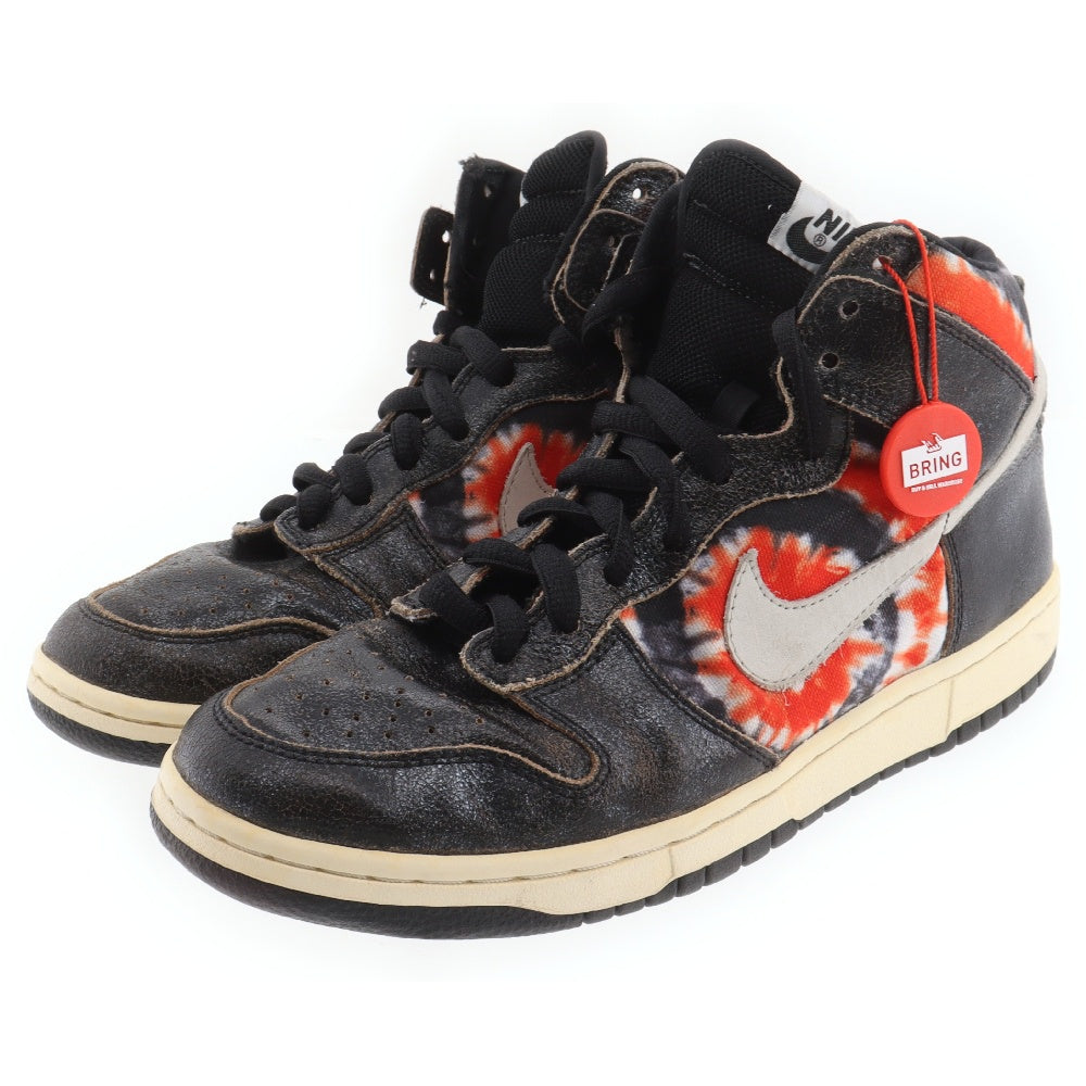 NIKE(ナイキ) 【観賞用 2004年製】×HUF DUNK HIGH PRO SB TIE-DYE 305050-102 ハフ ダンク ハイ プロ ハイカットスニーカー ブラック/オレンジ US9/27cm