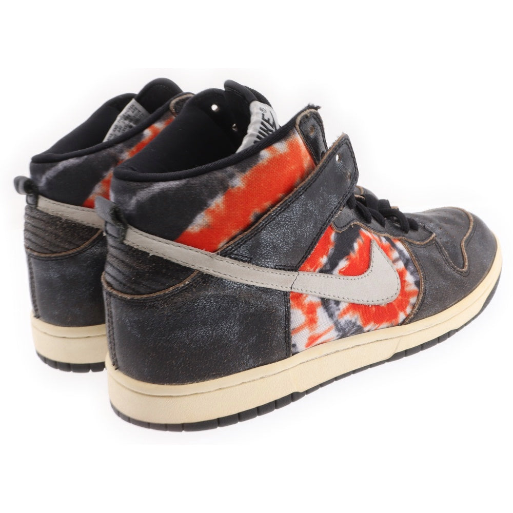 NIKE(ナイキ) 【観賞用 2004年製】×HUF DUNK HIGH PRO SB TIE-DYE 305050-102 ハフ ダンク ハイ プロ ハイカットスニーカー ブラック/オレンジ US9/27cm