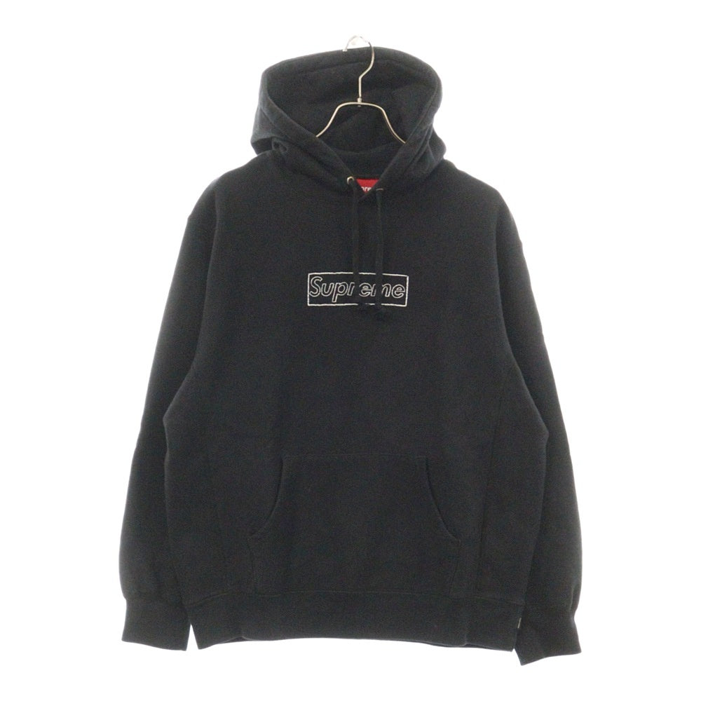 SUPREME(シュプリーム) 21SS KAWS Chalk Logo Hooded Sweatshirt カウズ チョークボックロゴプルオーバーフーディーパーカー ブラック