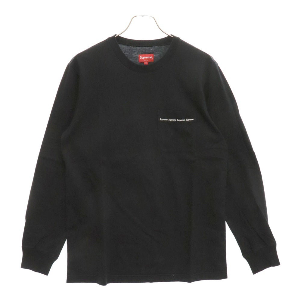 SUPREME(シュプリーム) 16SS Woven Tape L/S Pocket Tee ウーブンテープ ポケット長袖Tシャツ ブラック