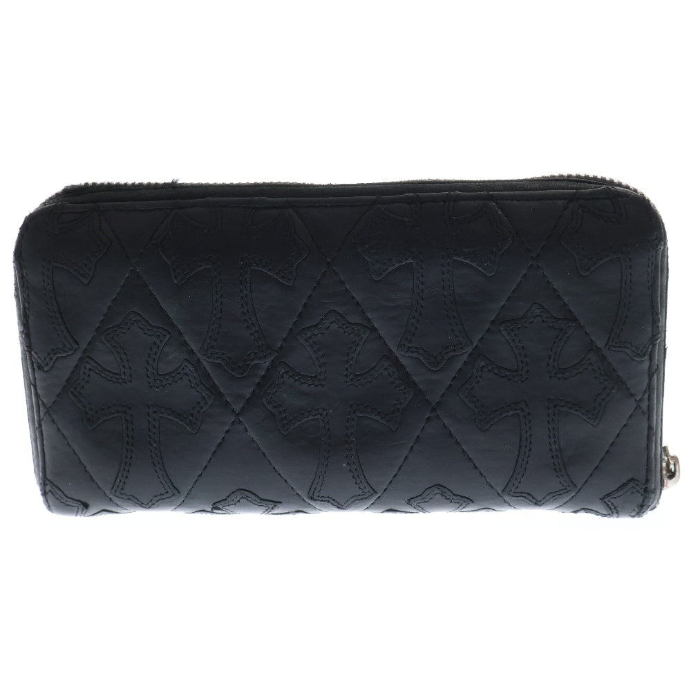 CHROME HEARTS(クロムハーツ) REC F ZIP/QUILTED クロスパッチ キルティングレザーウォレット 財布 ブラック
