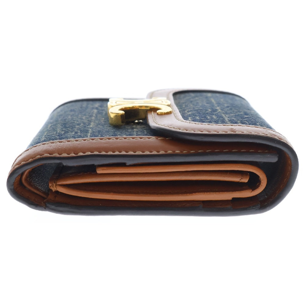 CELINE(セリーヌ) トリオンフ スモールデニムレザーウォレット 財布 ネイビー 10D782EUJ.07AT