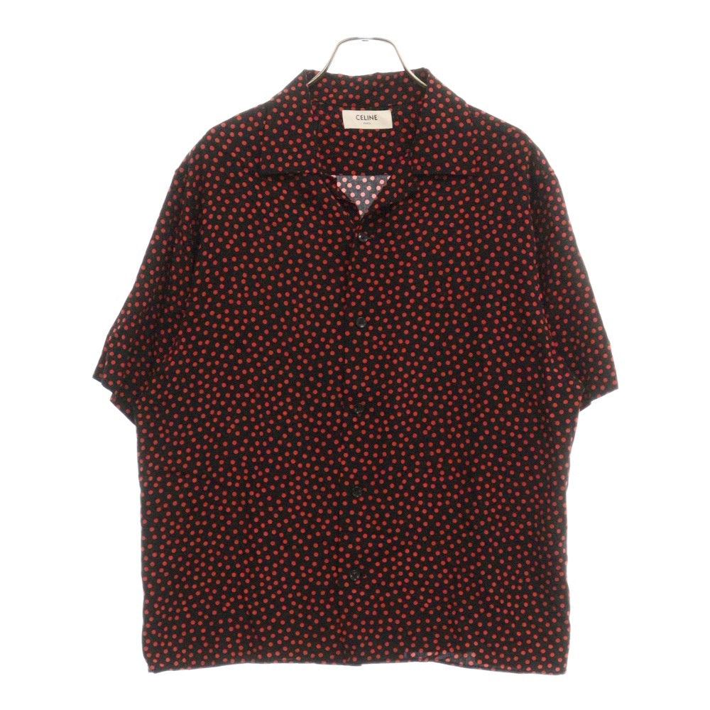 CELINE(セリーヌ) 20SS ドット柄 オープンカラー レーヨン半袖シャツ 2C036962H ブラック レッド